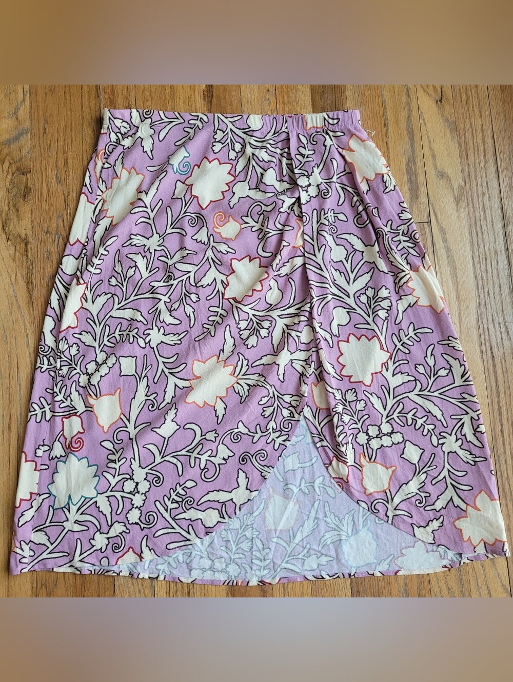 Knox Rose Lilac Pink Cream Floral Print Skirt OverSize Large NWOT Summer Skirt